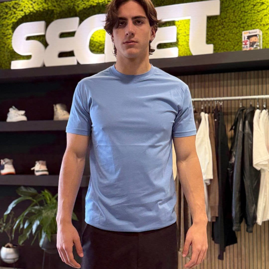 T-Shirt filo di scozia celeste