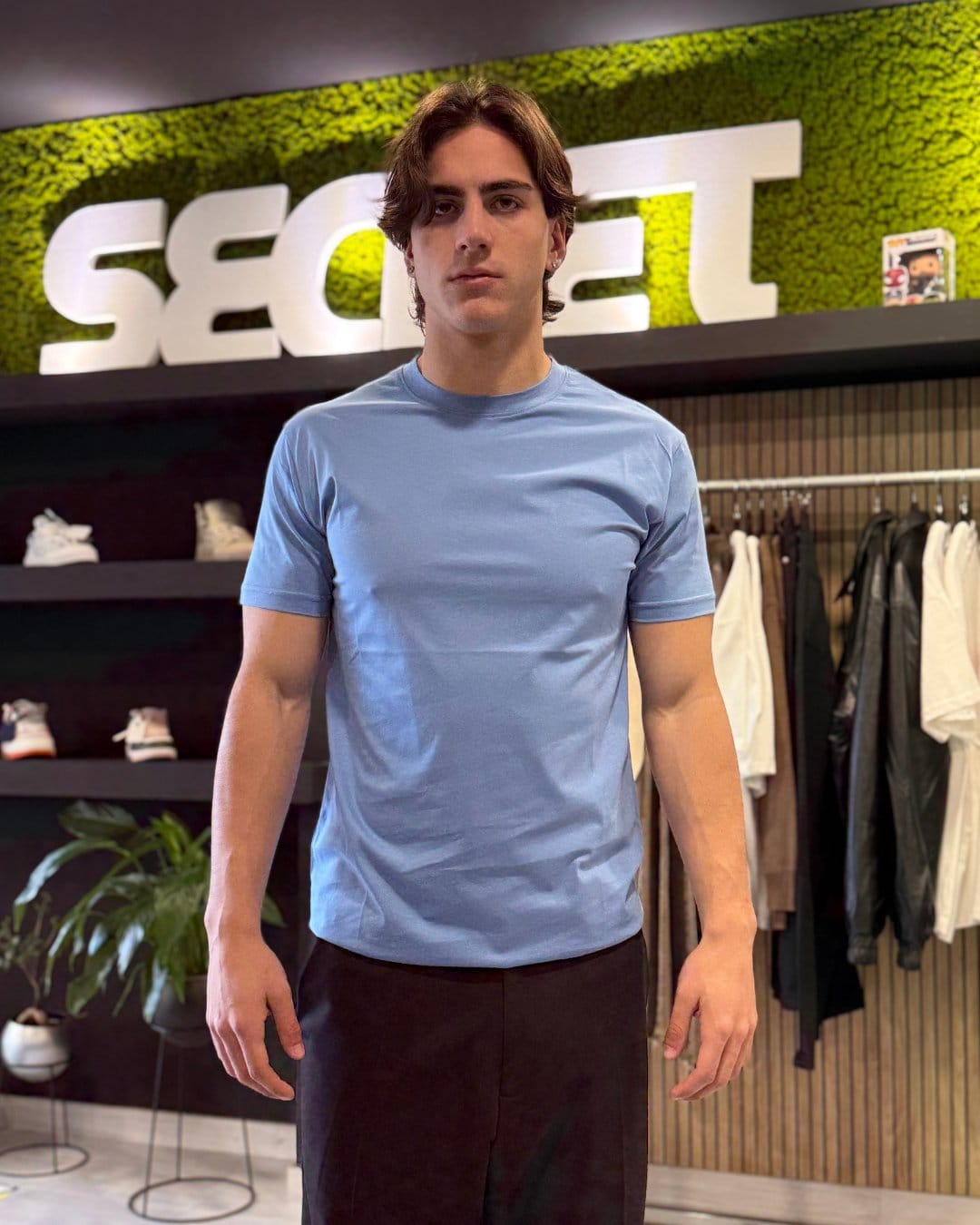T-Shirt filo di scozia celeste