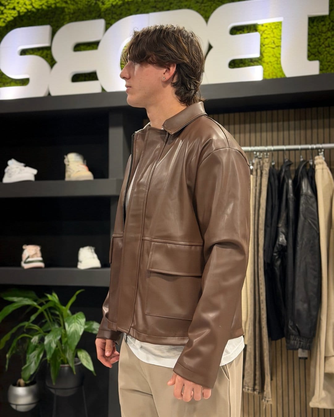 Giacca in ecopelle brown
