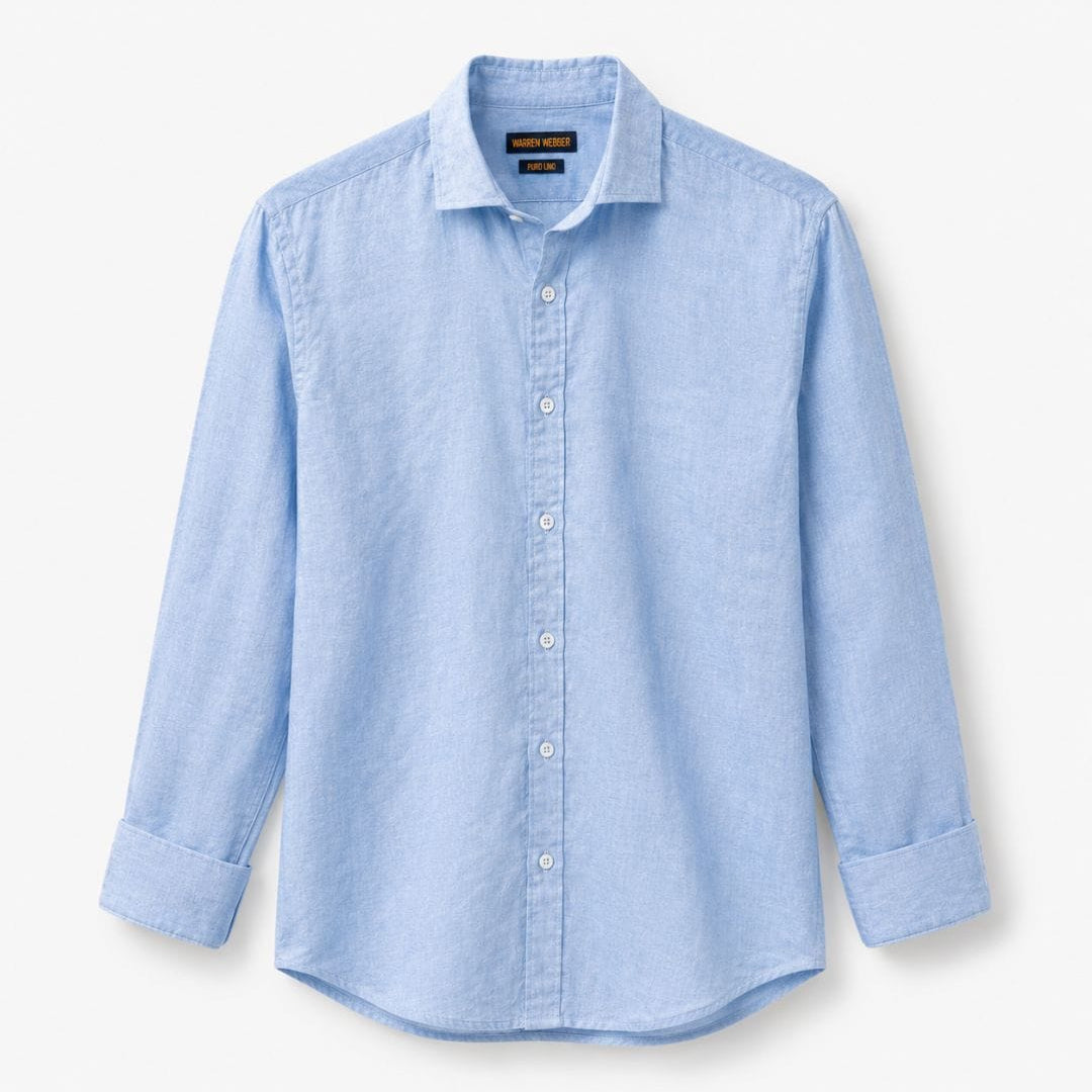 Camicia Puro Lino Celeste