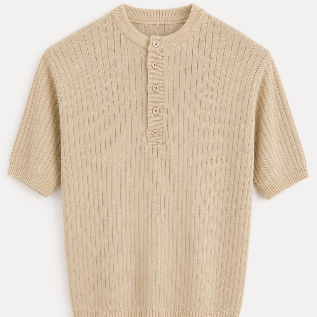 Serafino a costine beige in maglina