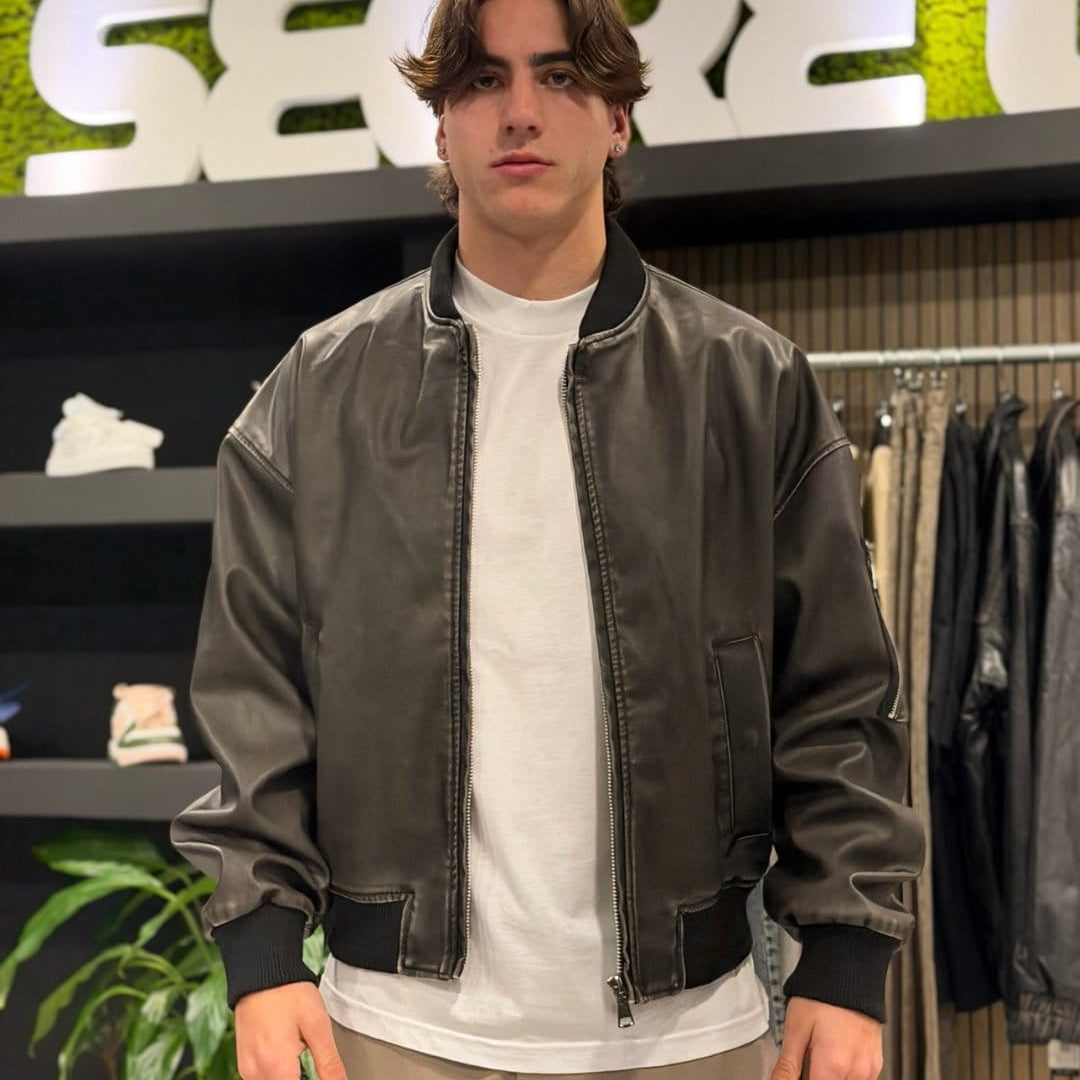 Giacca in ecopelle grey