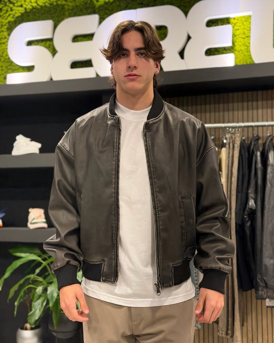 Giacca in ecopelle grey