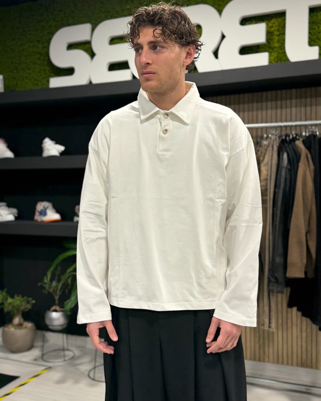 Polo long white