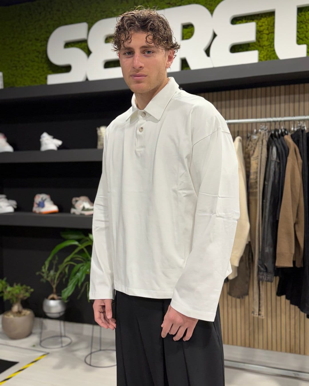 Polo long white