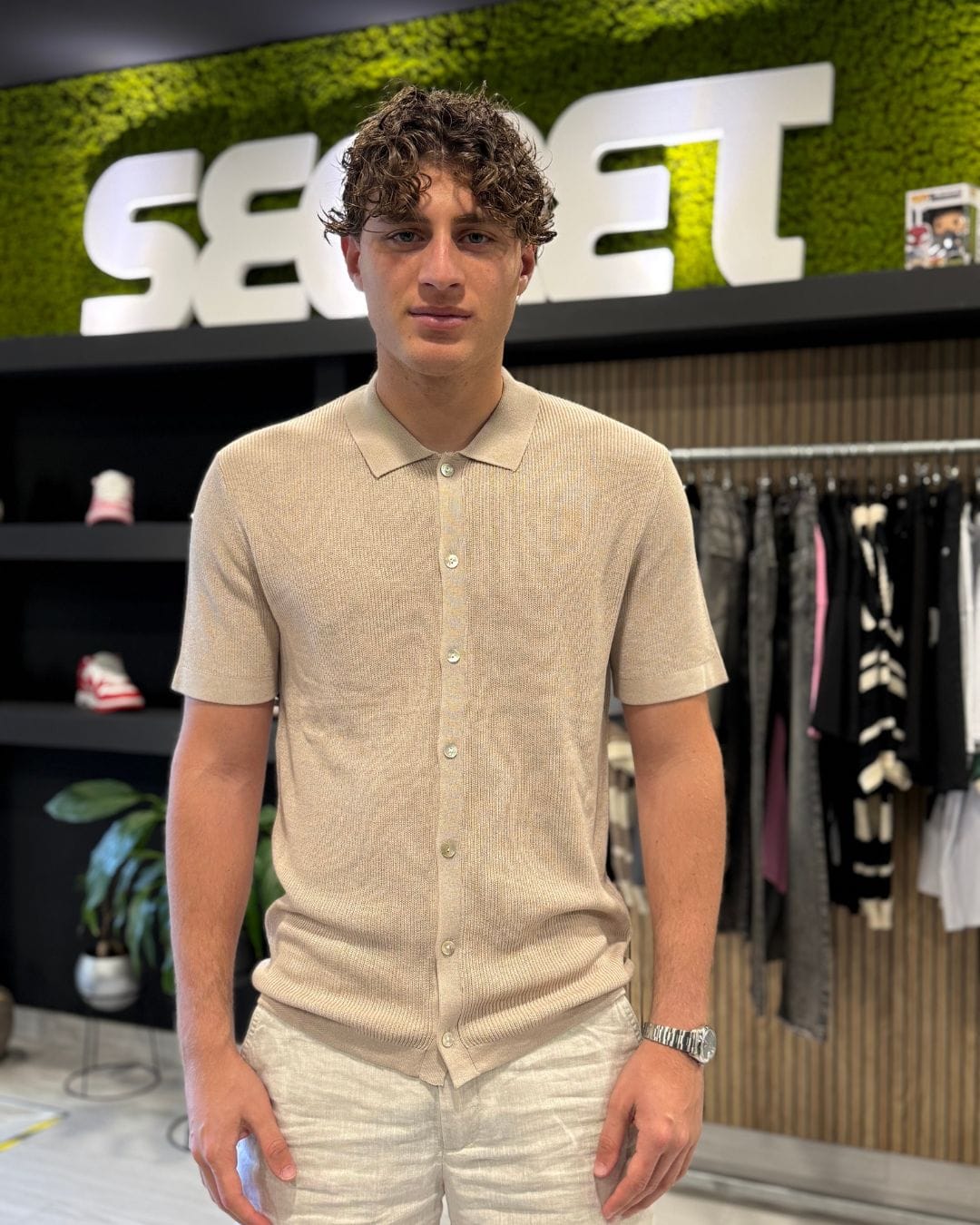 Camicia in filo beige