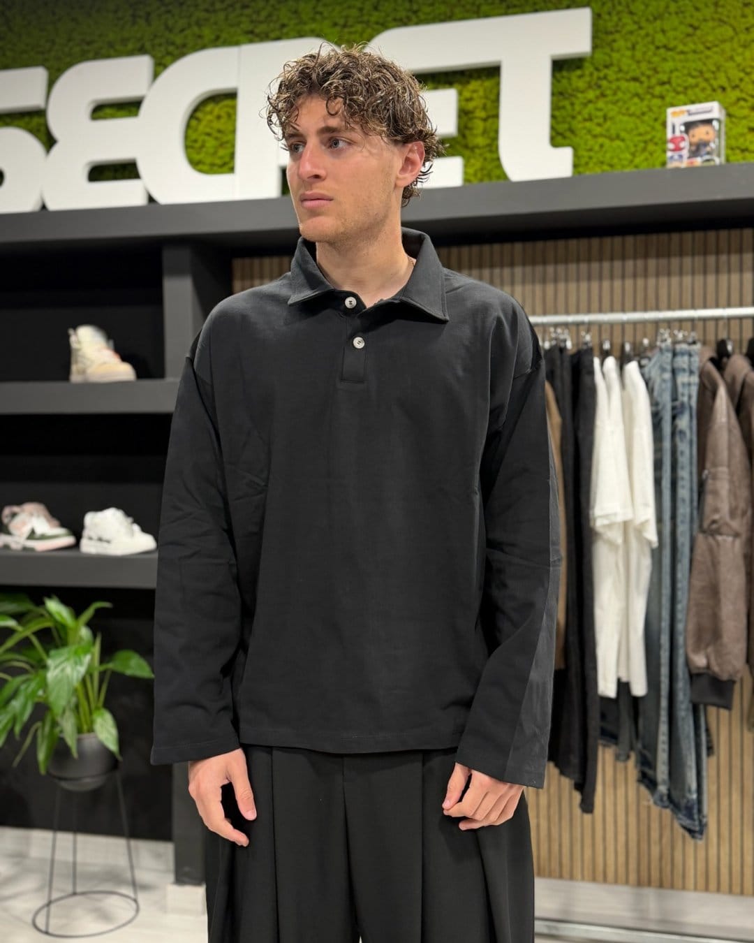 Polo long black