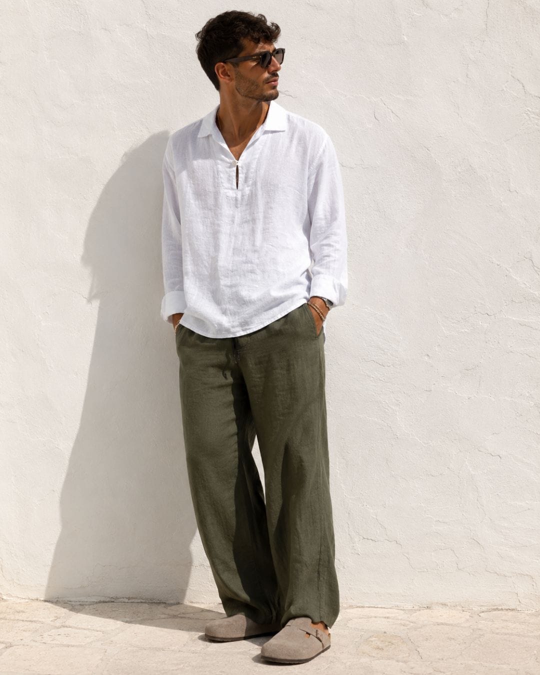 Camicia Collo Cubano Bianco (100% Lino)