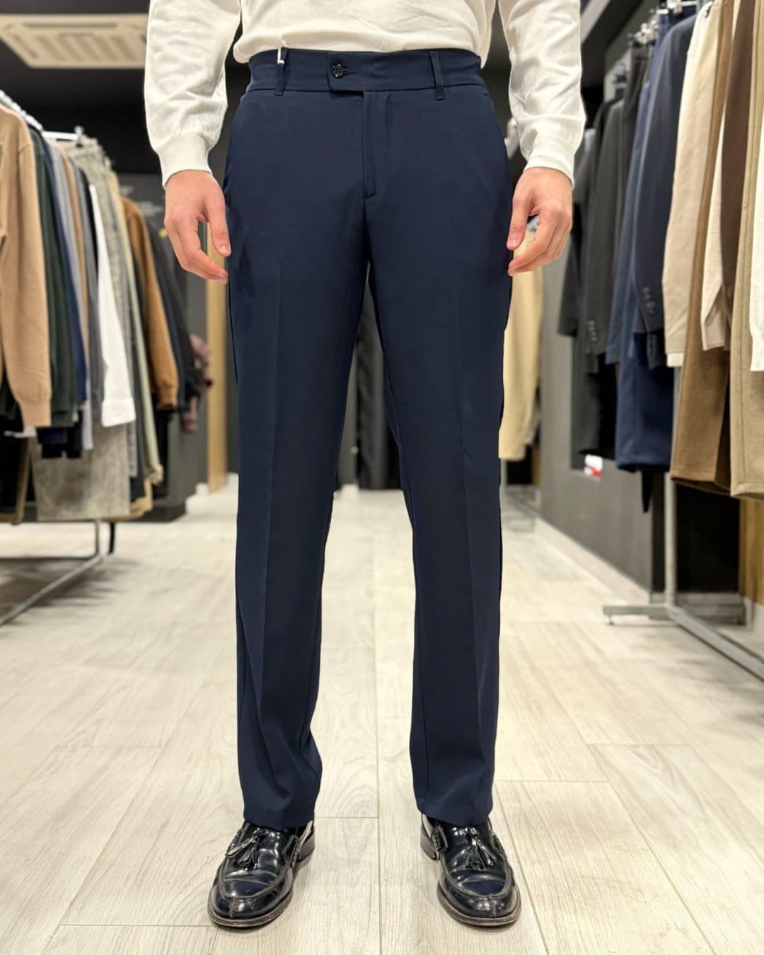Panta zero negativo blu