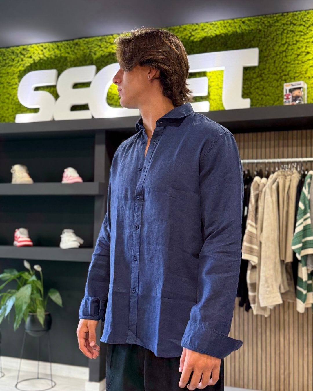 Camicia Puro Lino Blu