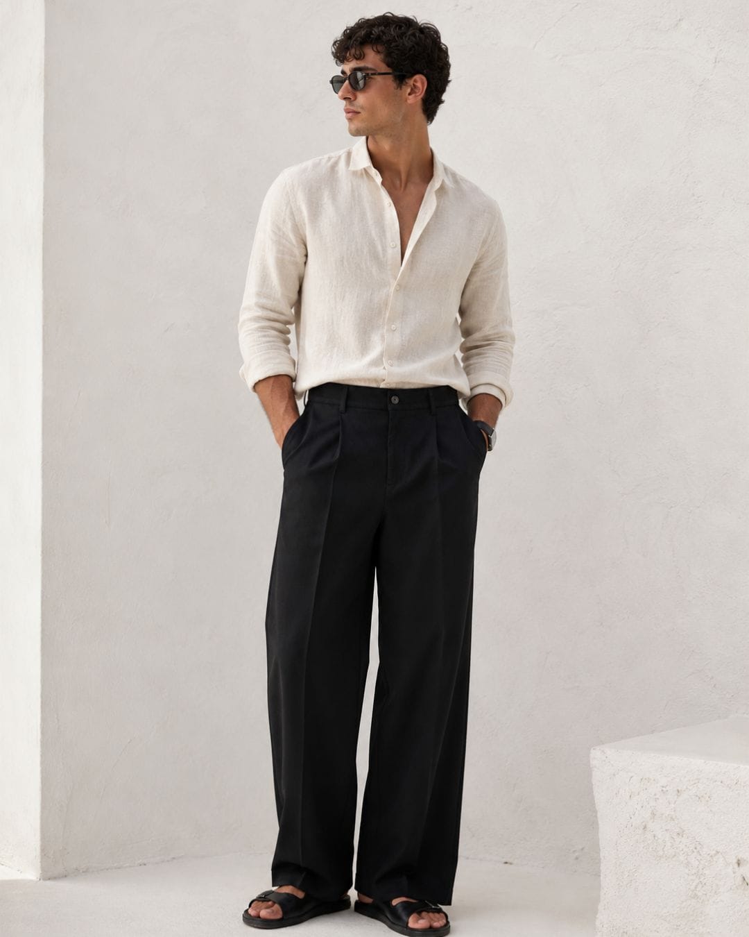 Pantalone Paradiso Nero  (misto lino)