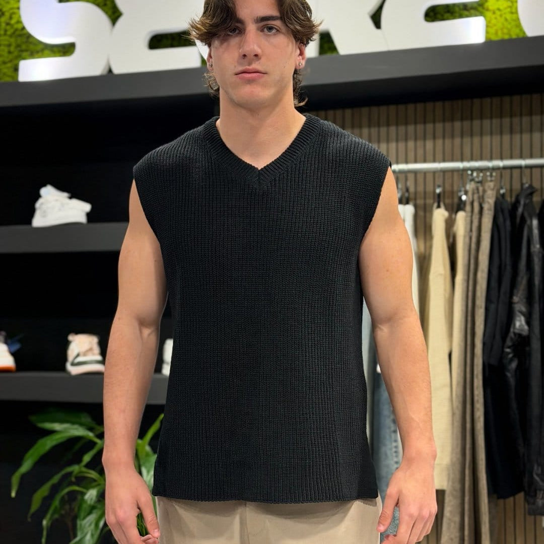 Gilet a maglia scollo a V black