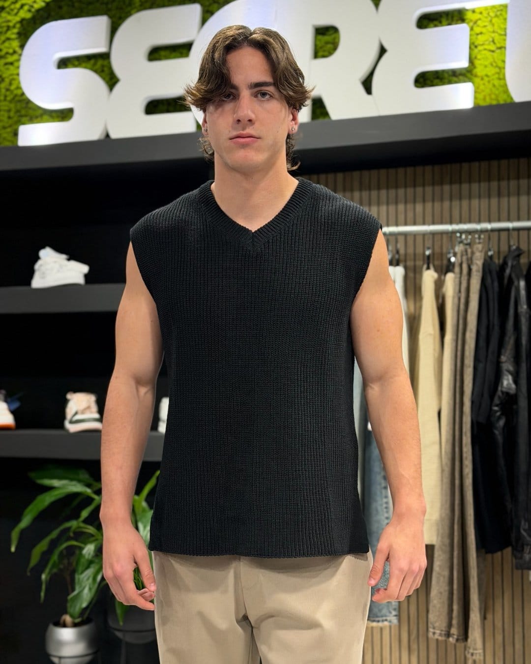 Gilet a maglia scollo a V black
