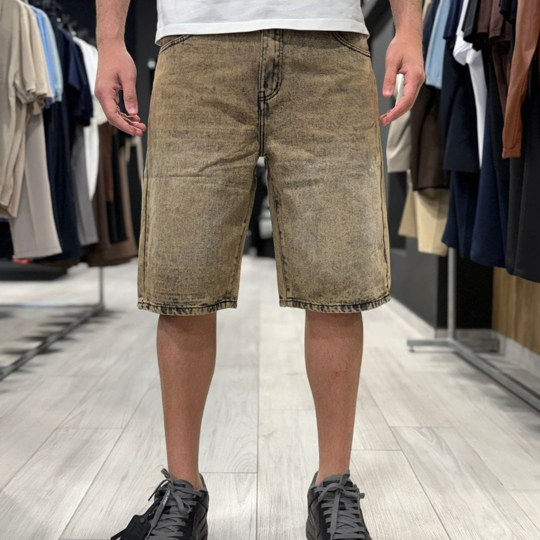 Jeans bermuda washed brown