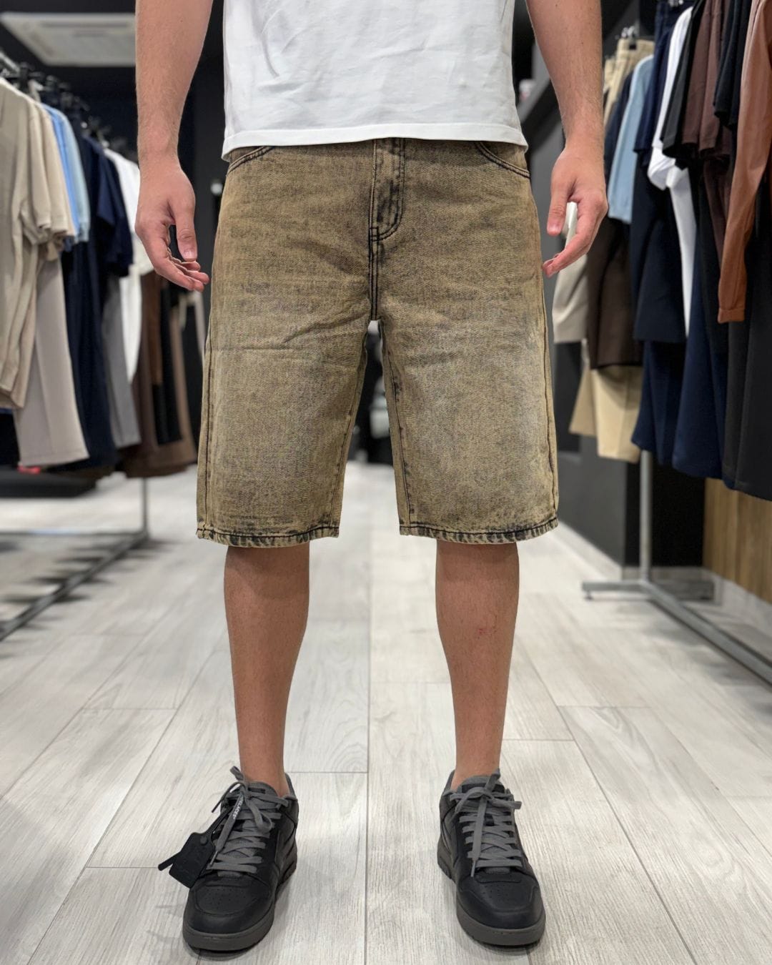 Jeans bermuda washed brown