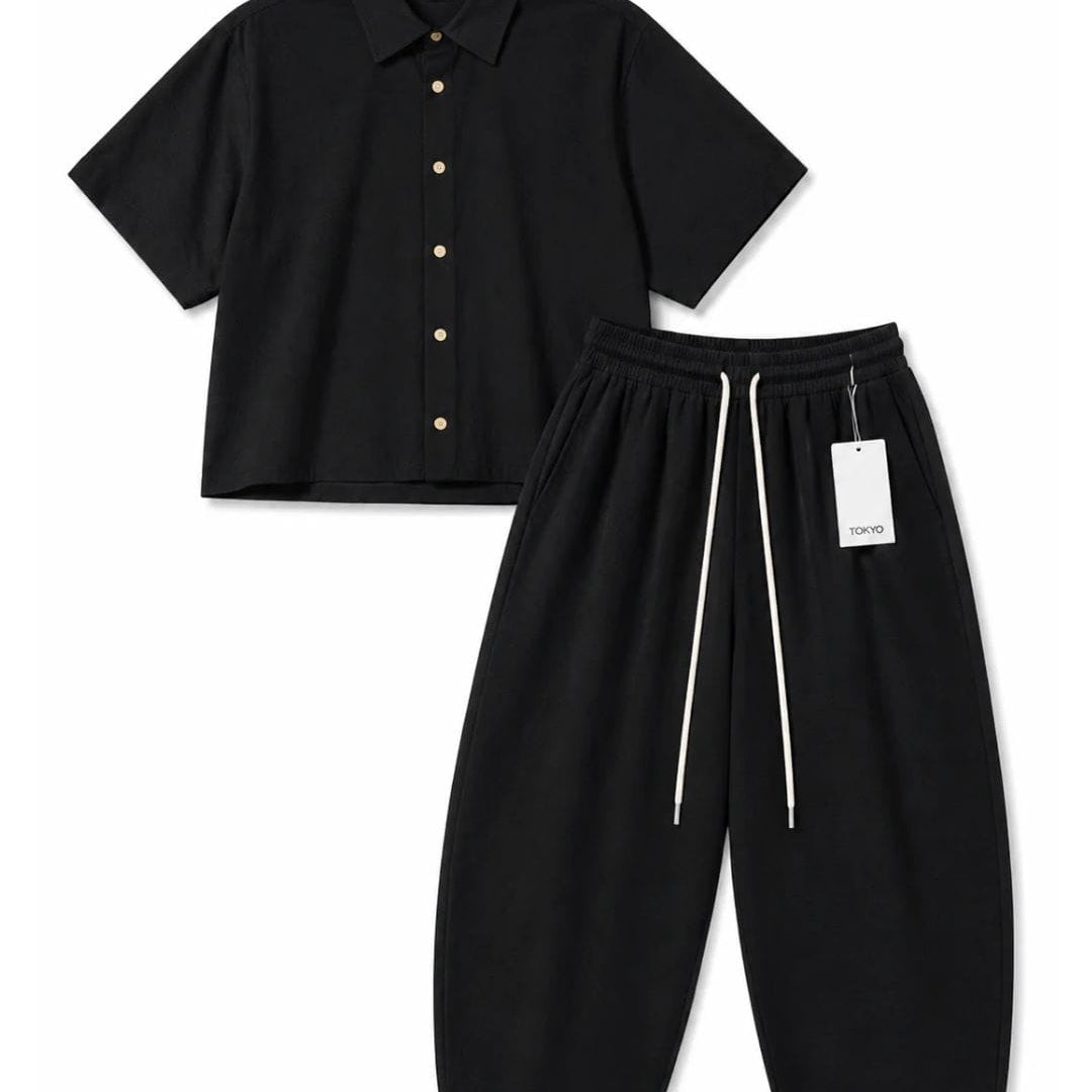 Completo IBZ nero (100% Lino)