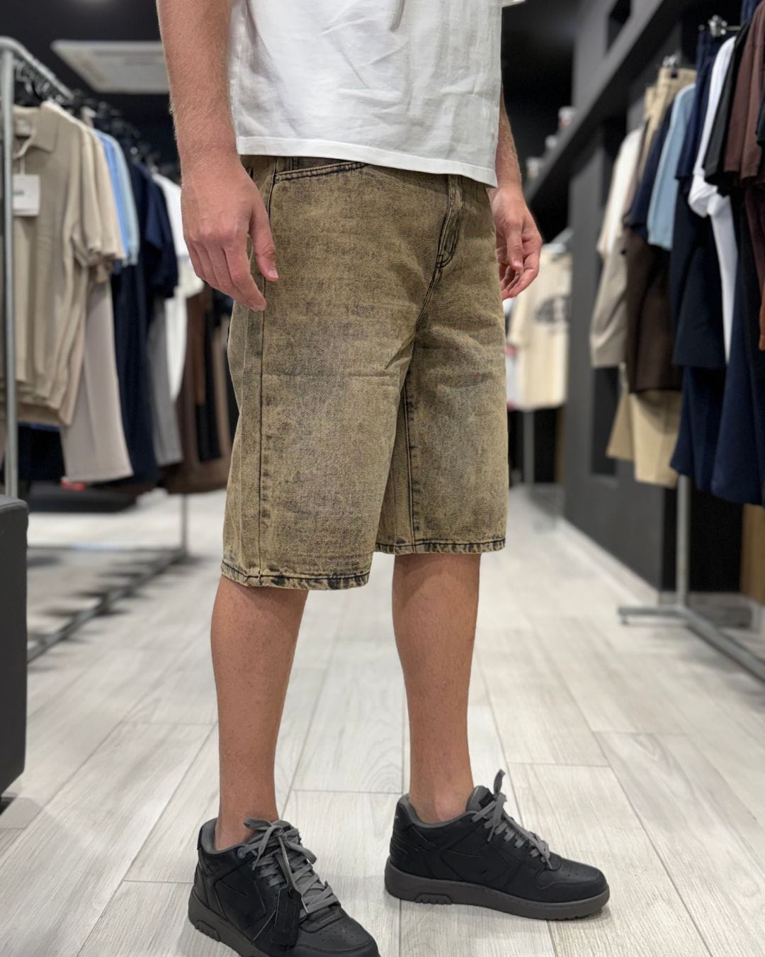Jeans bermuda washed brown