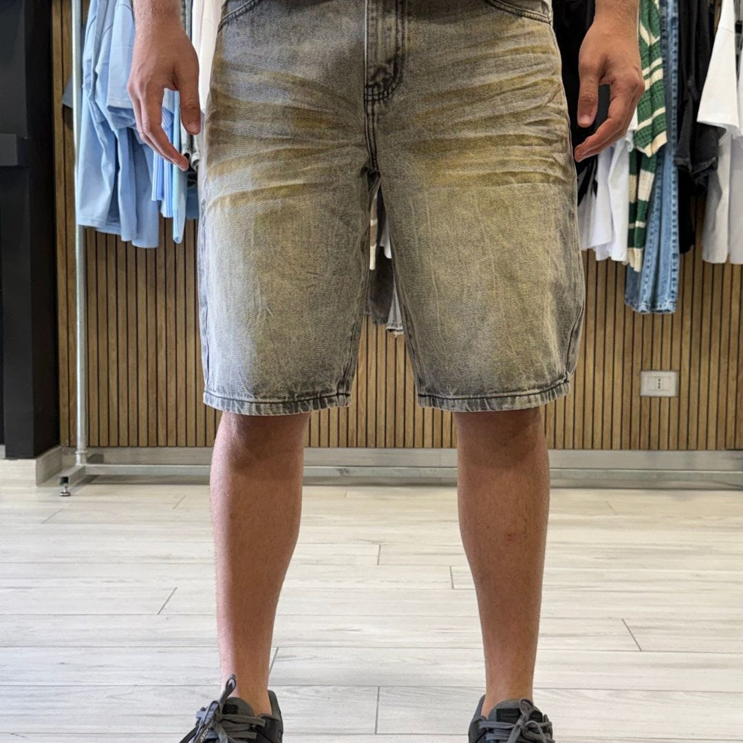 Jeans bermuda washed grey