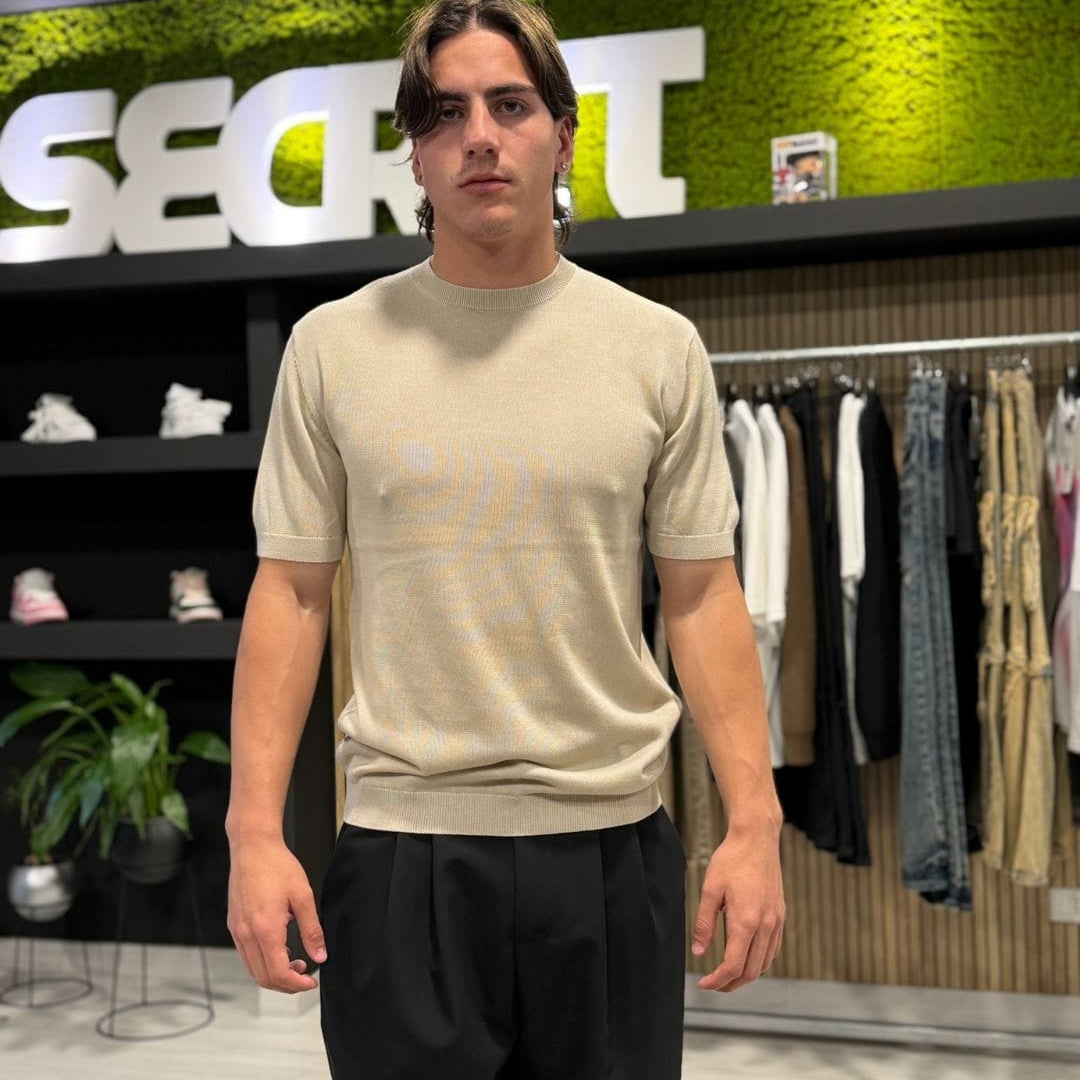 T-Shirt in filo beige