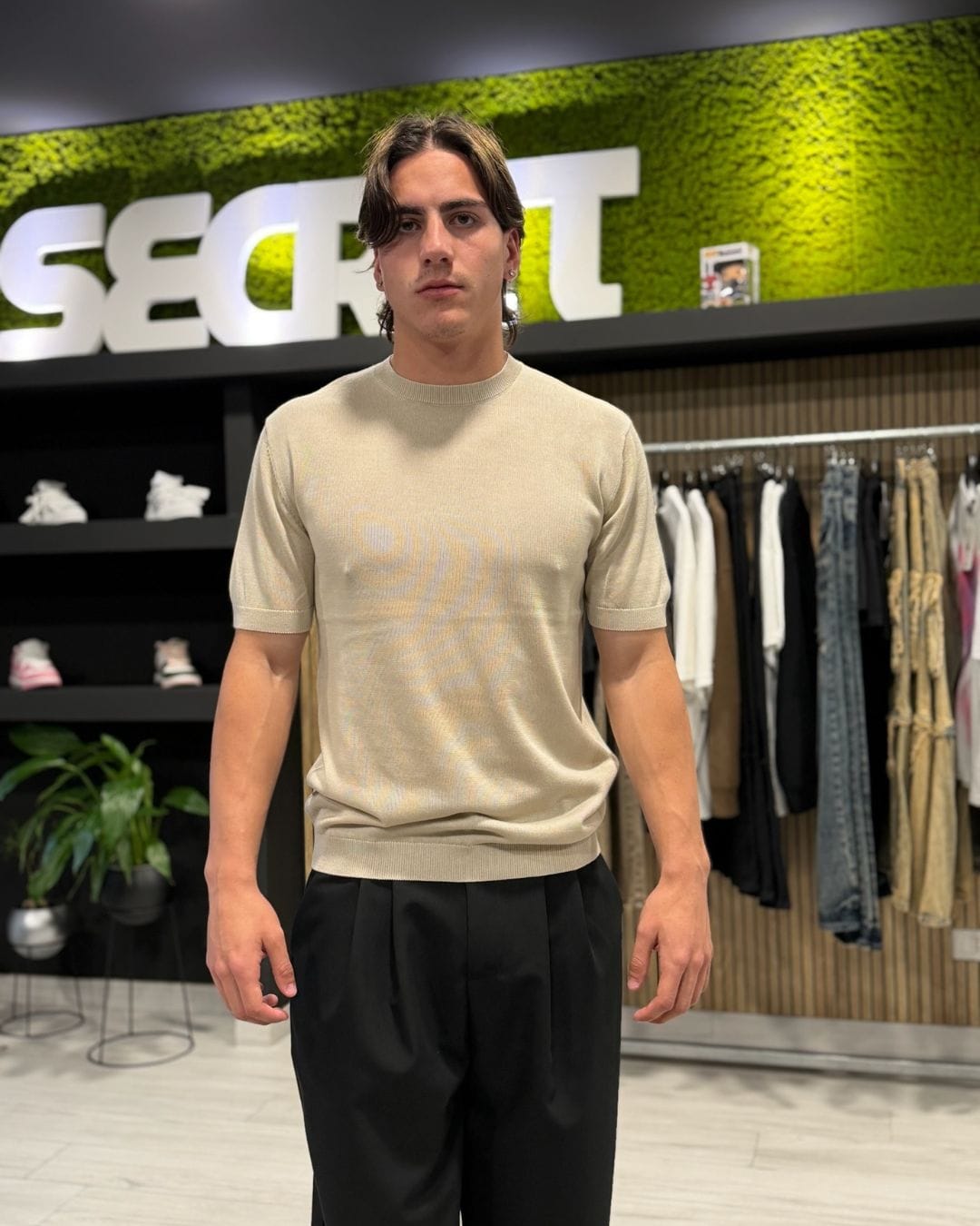 T-Shirt in filo beige