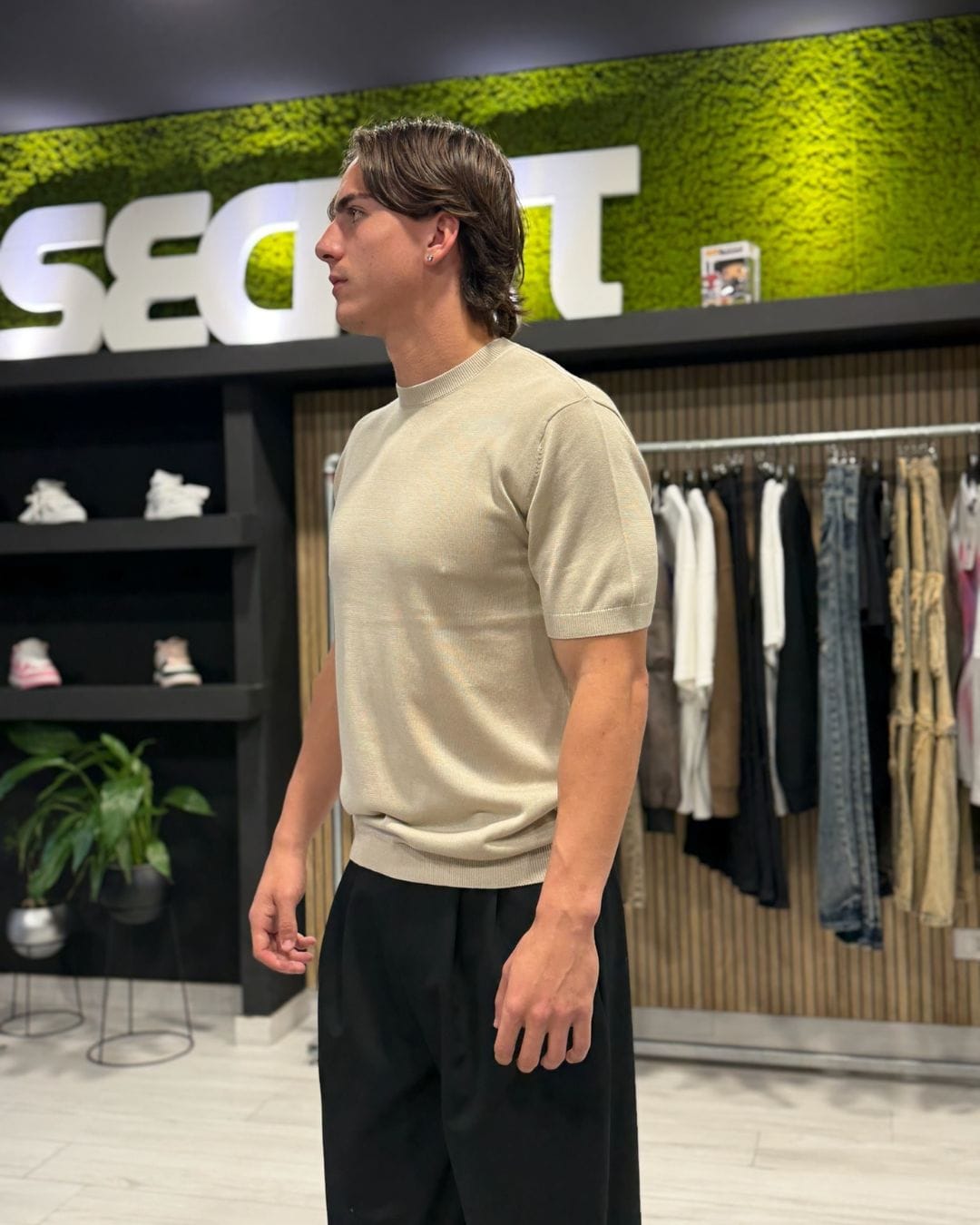 T-Shirt in filo beige
