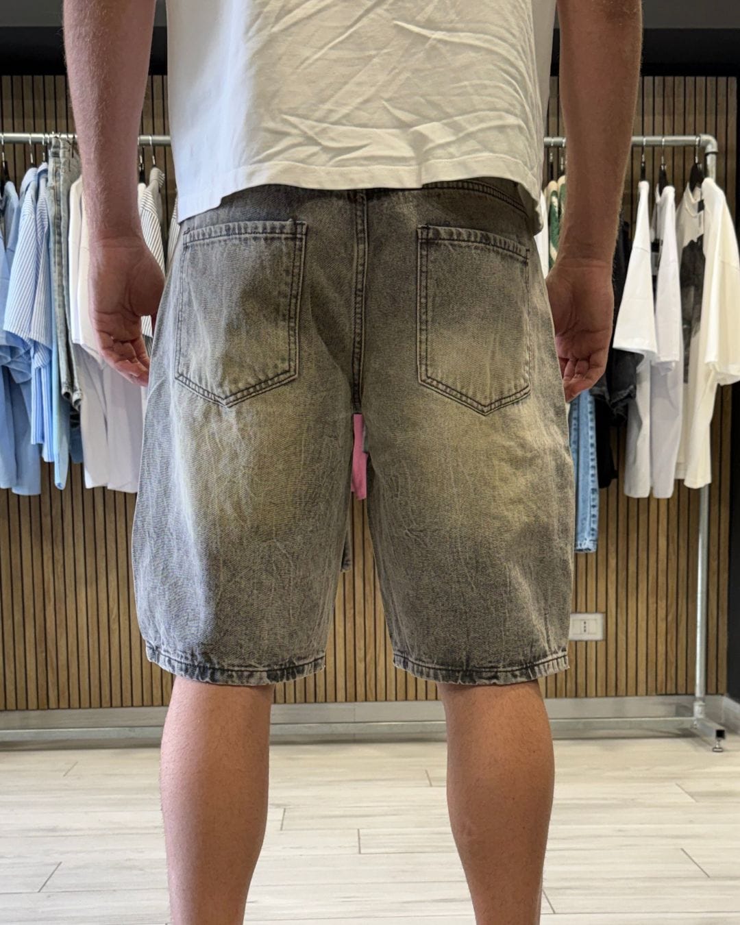 Jeans bermuda washed grey