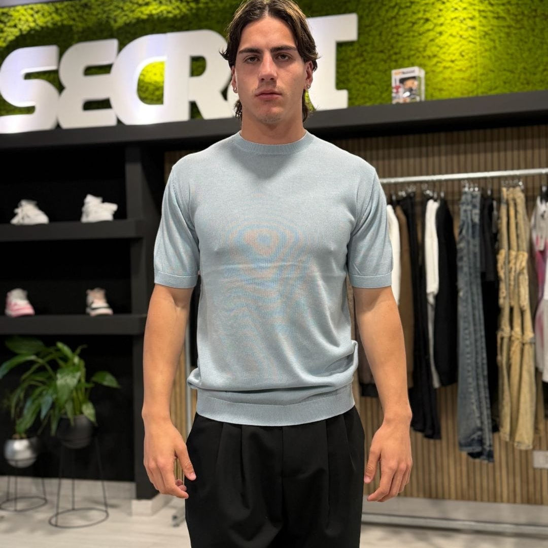 T-Shirt in filo light blue