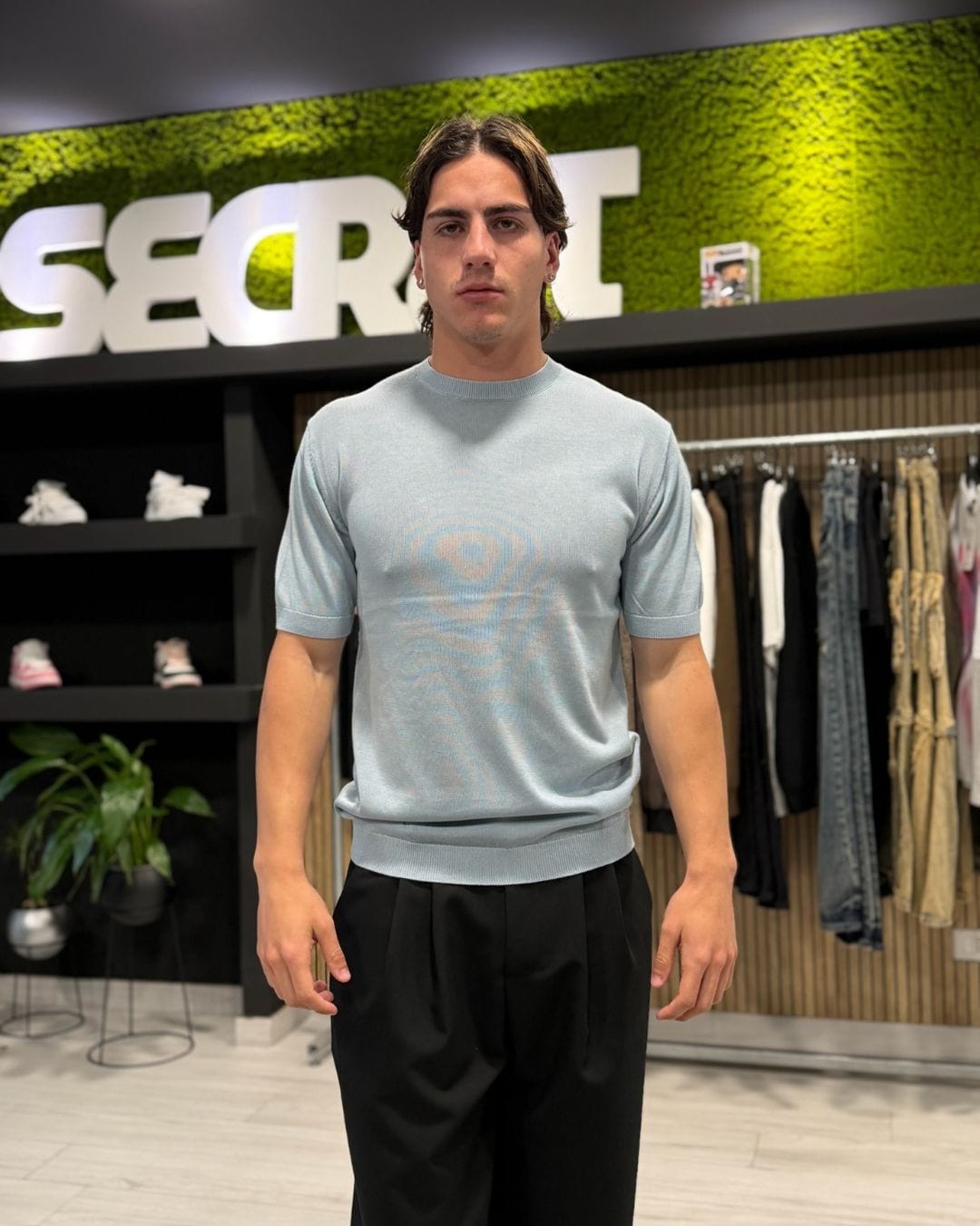 T-Shirt in filo light blue