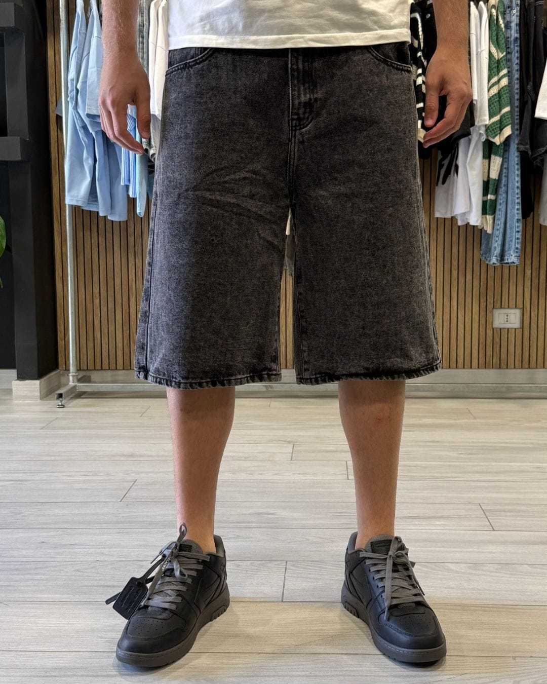 Jeans bermuda black washed