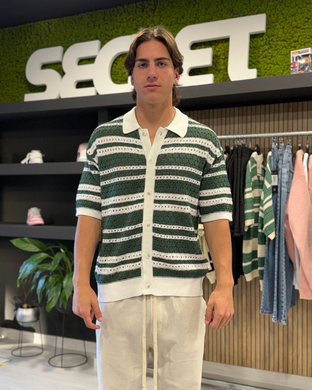 Camicia Bahamas Green & White