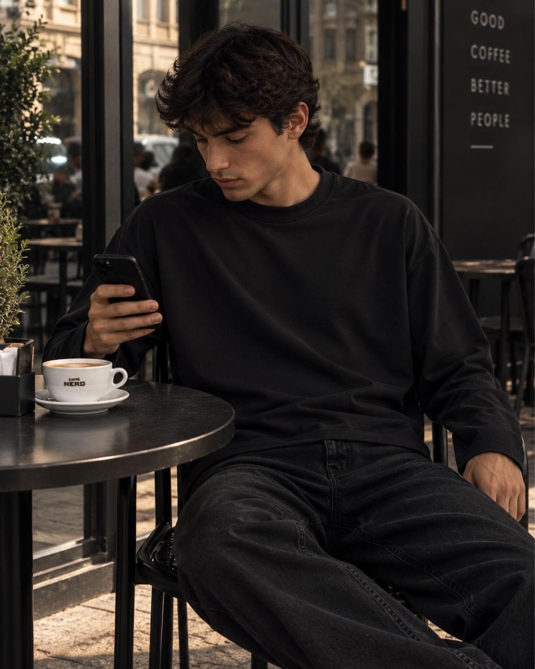 Longsleeve Basic Nero