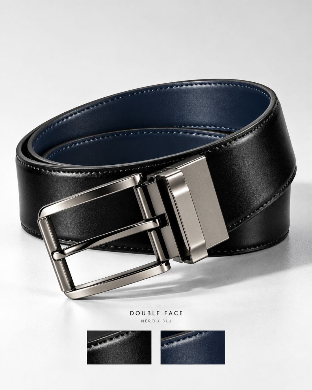 Cintura Double Face Nero/Blu