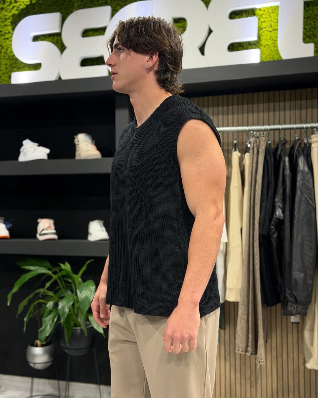 Gilet a maglia scollo a V black