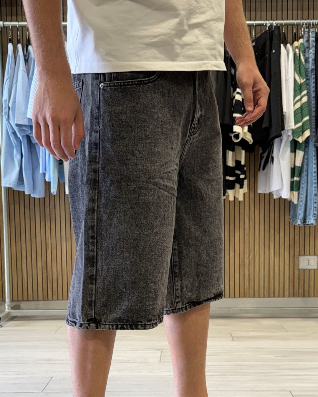 Jeans bermuda black washed