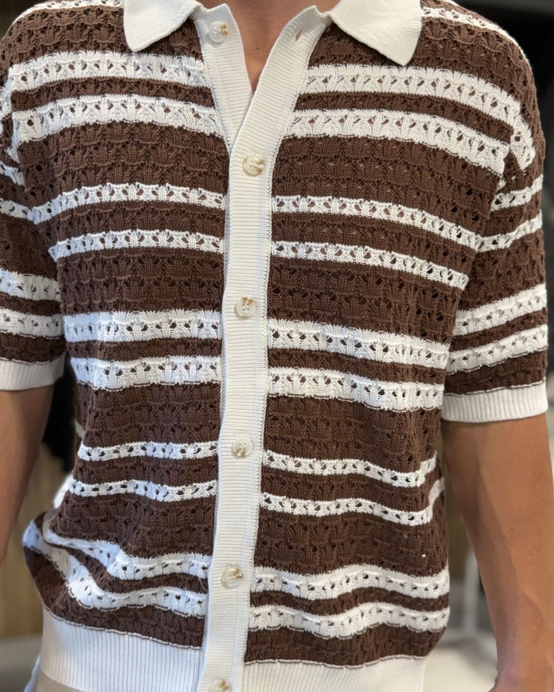 Camicia Bahamas Coffee & White