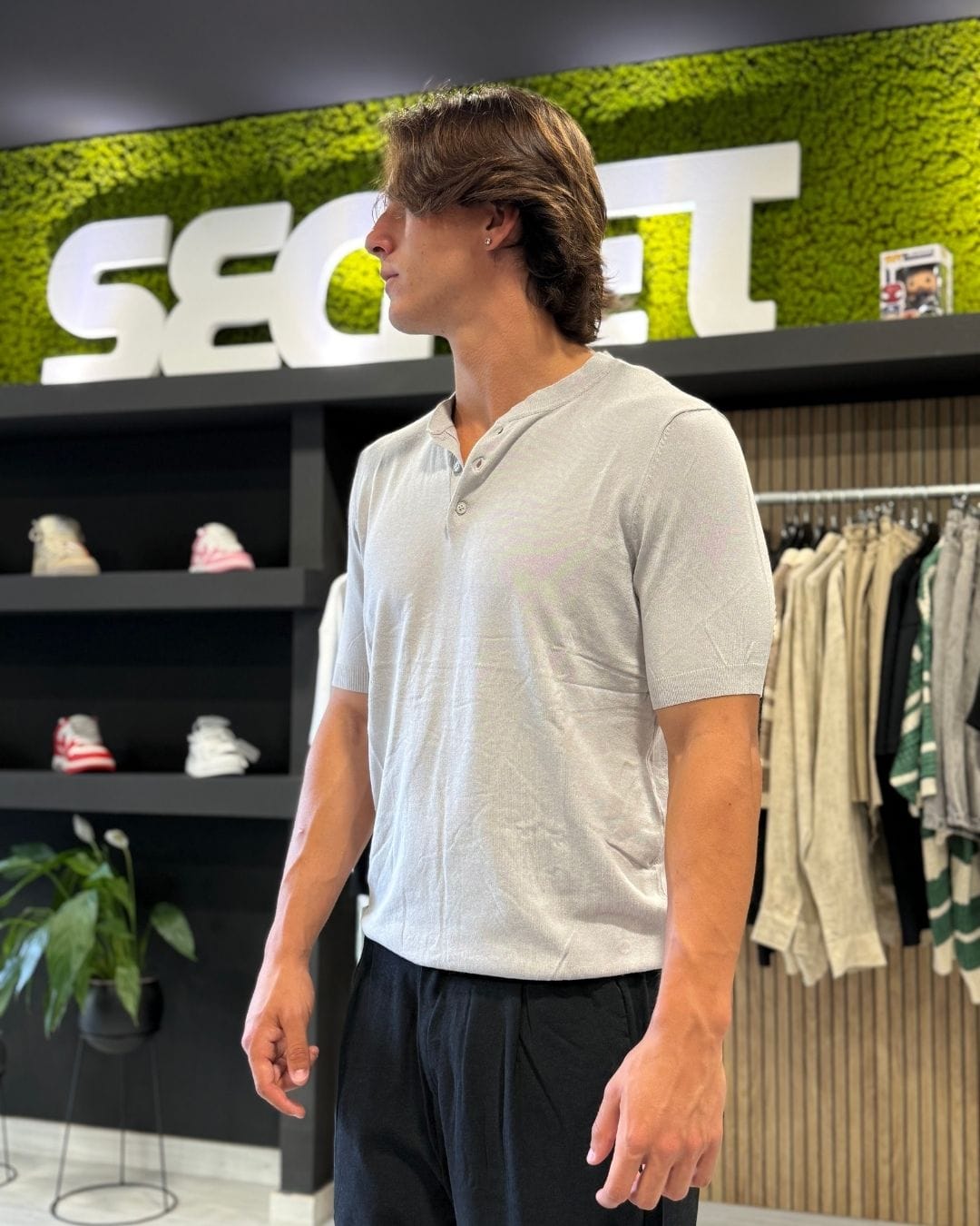 Maglia serafino perla