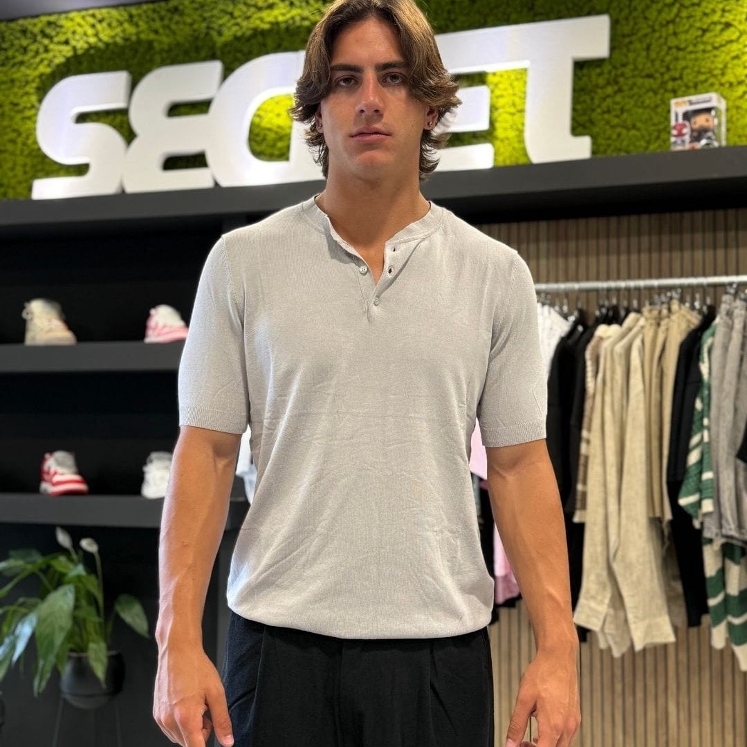 Maglia serafino perla