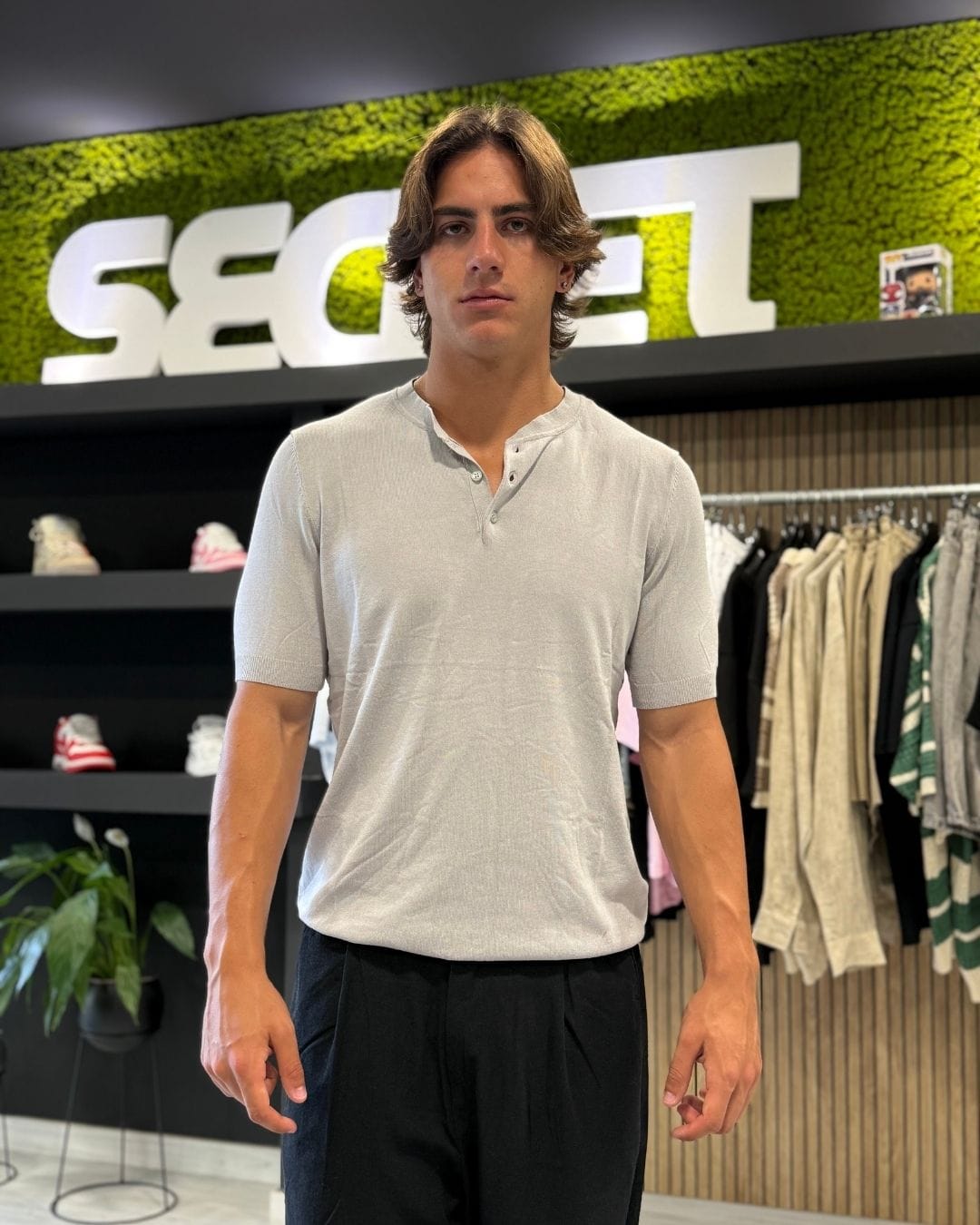 Maglia serafino perla