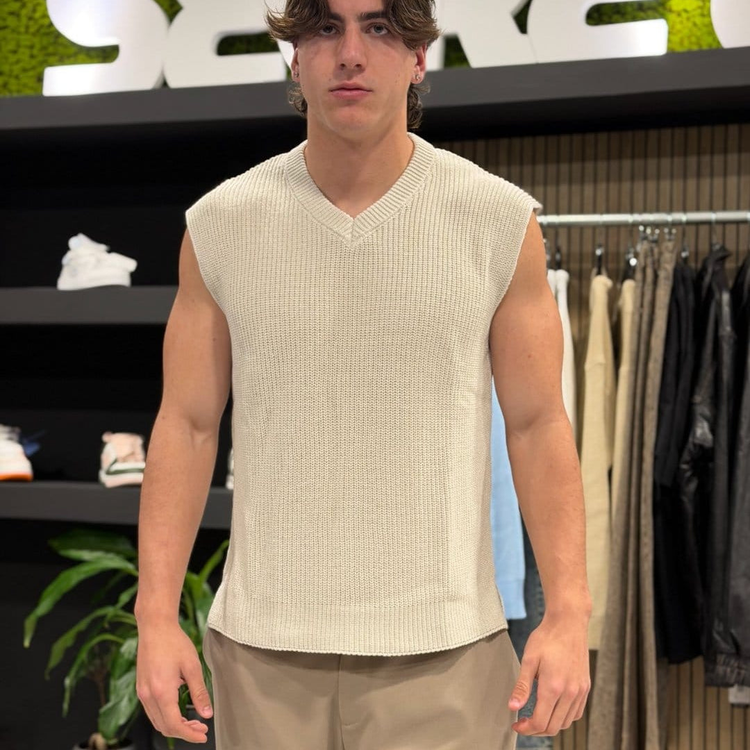 Gilet a maglia scollo a V white