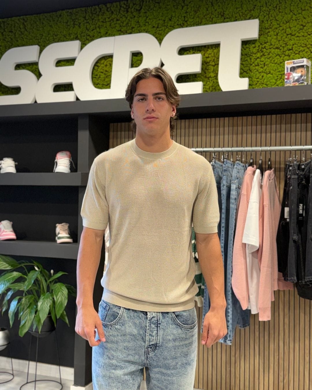 T-Shirt in maglia beige