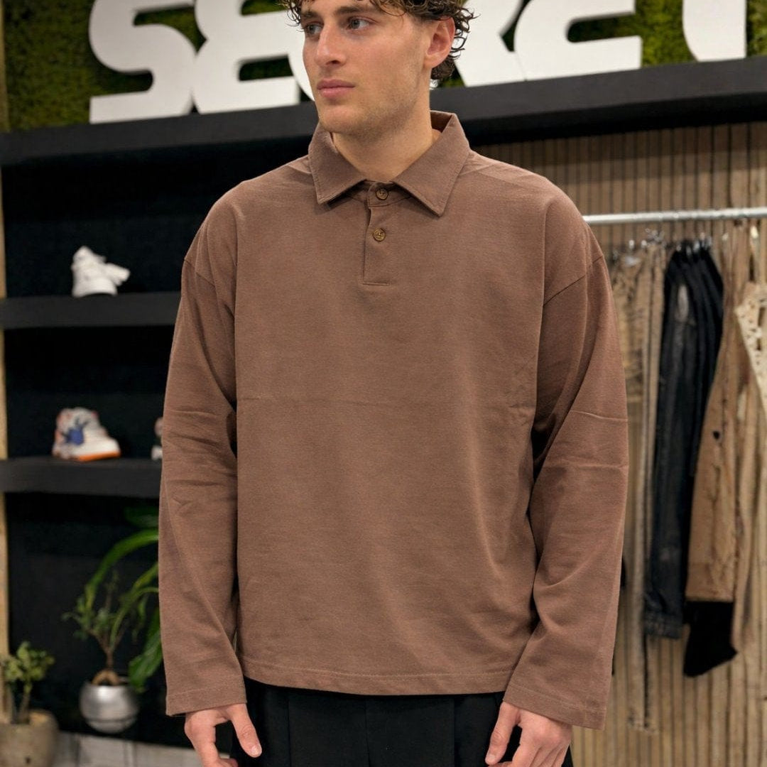 Polo long brown