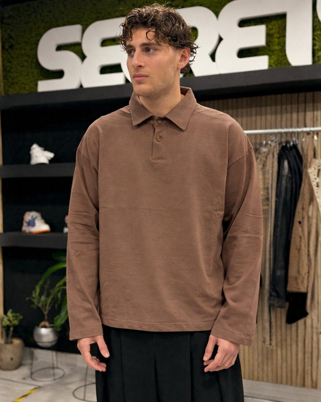 Polo long brown