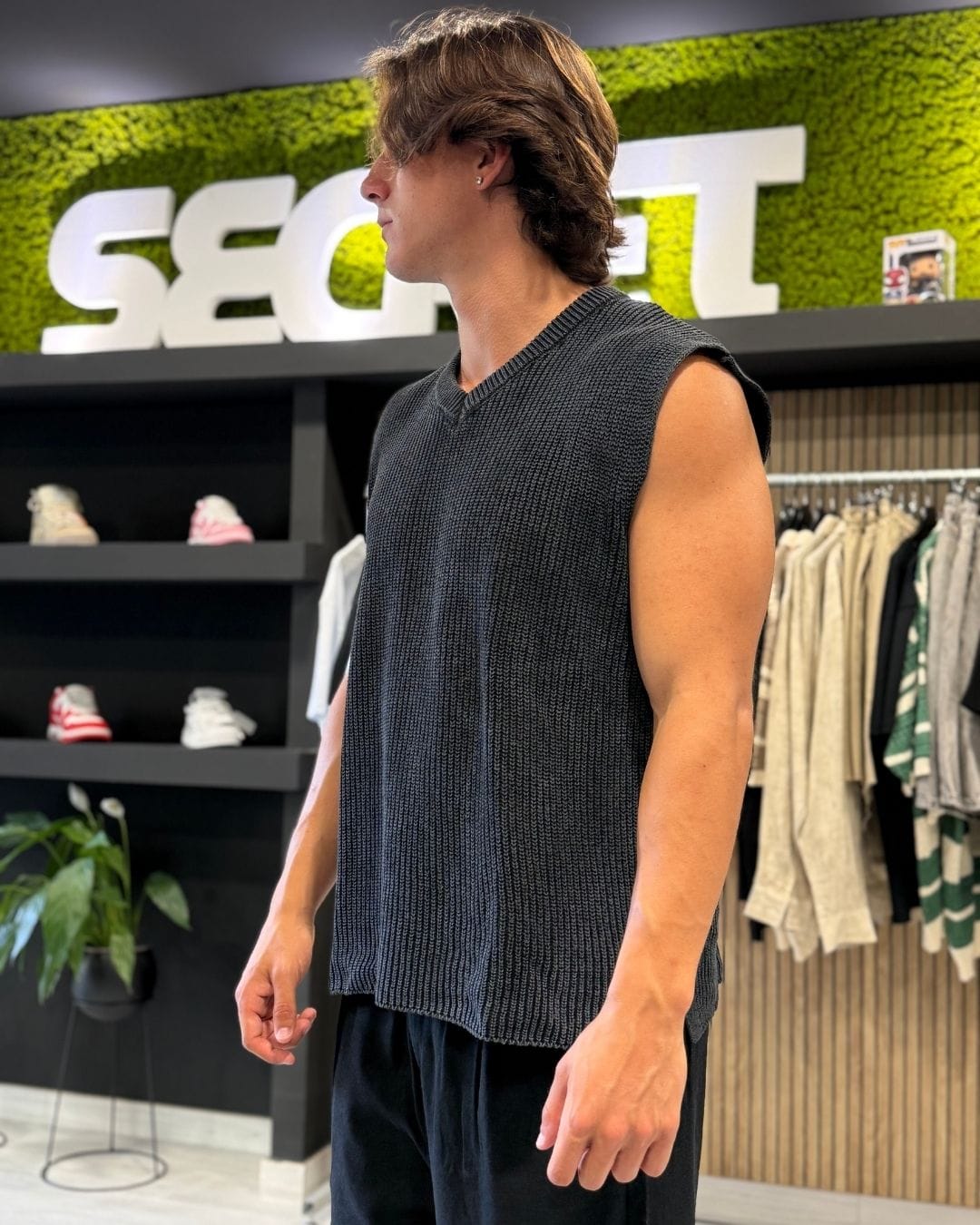 Gilet a maglia scollo a V black washed