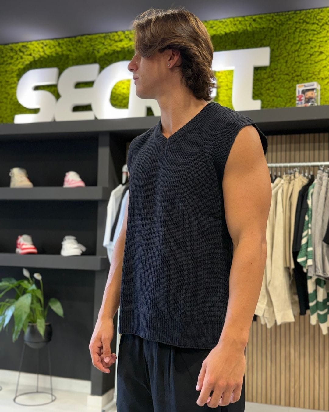Gilet a maglia scollo a V blue