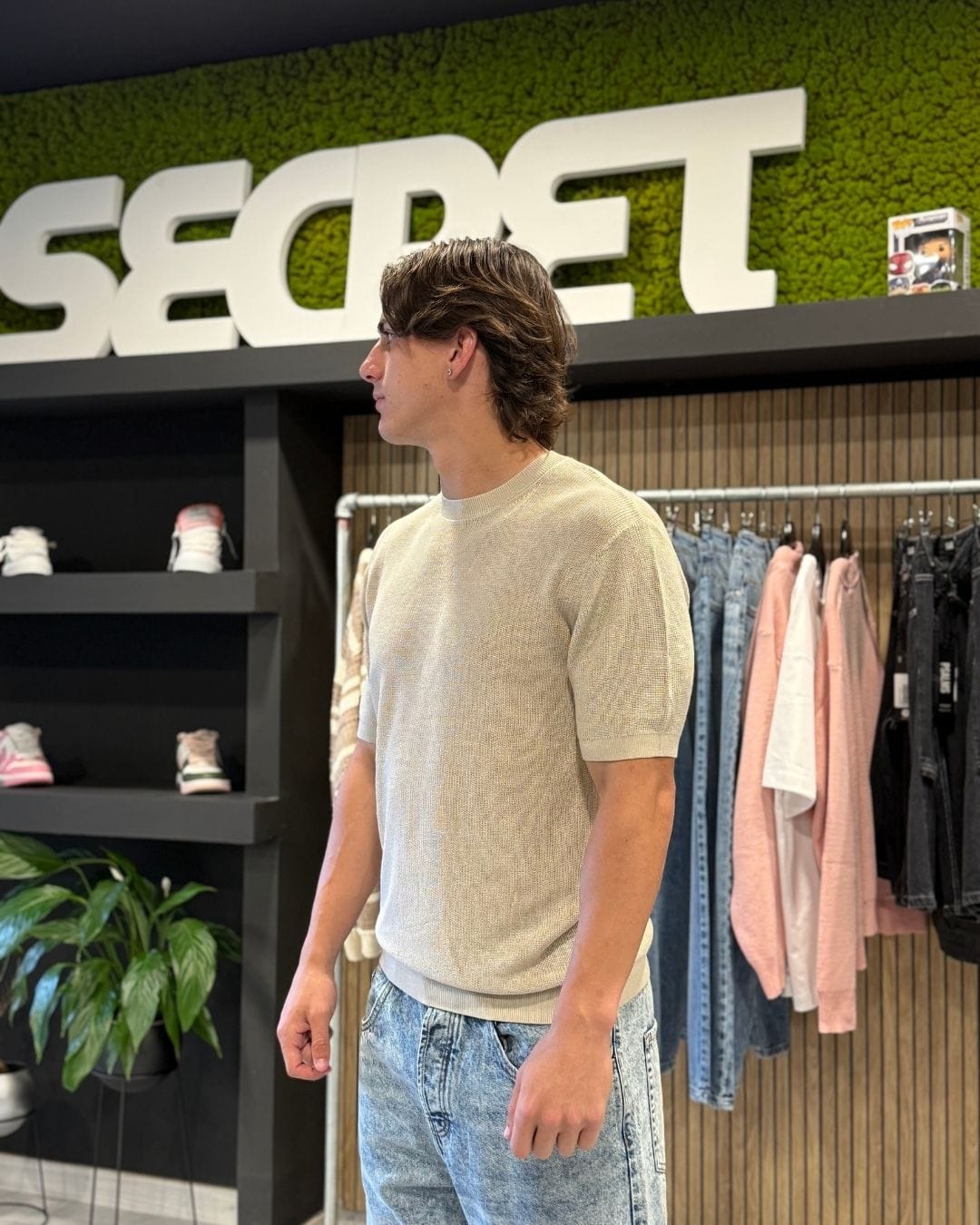 T-Shirt in maglia beige