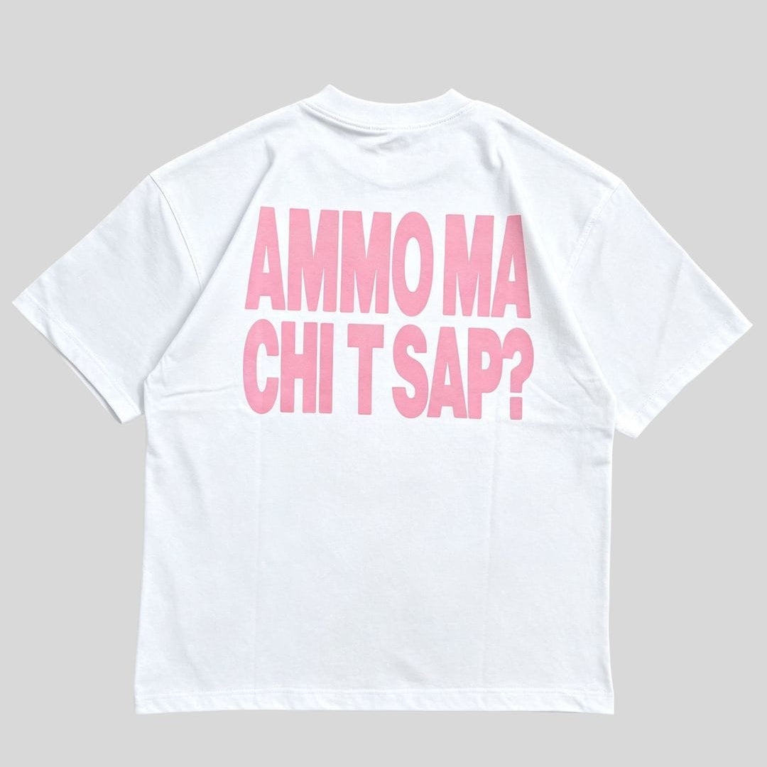 T-Shirt "AMMO CHI T SAP?" white/pink