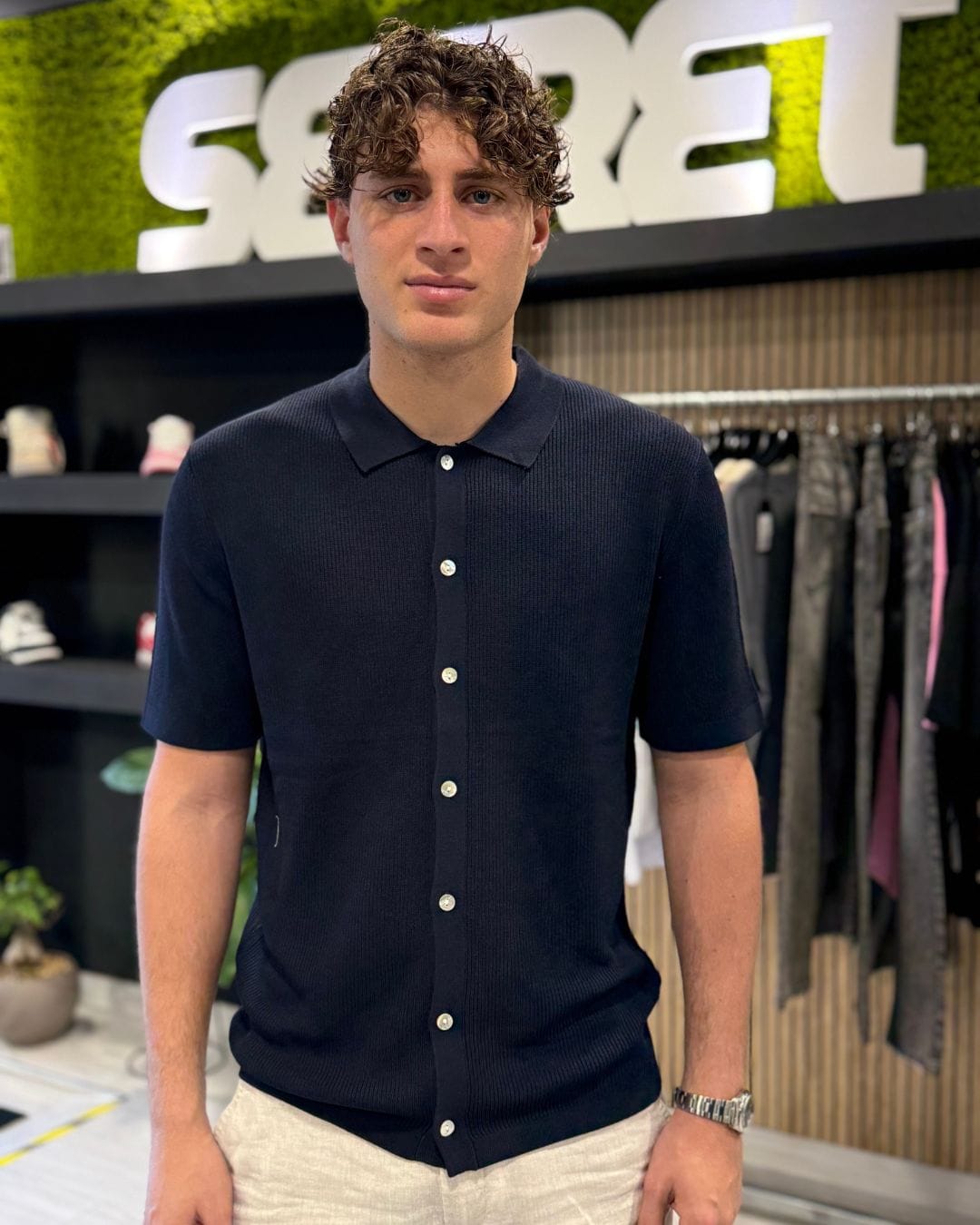 Camicia in filo blu
