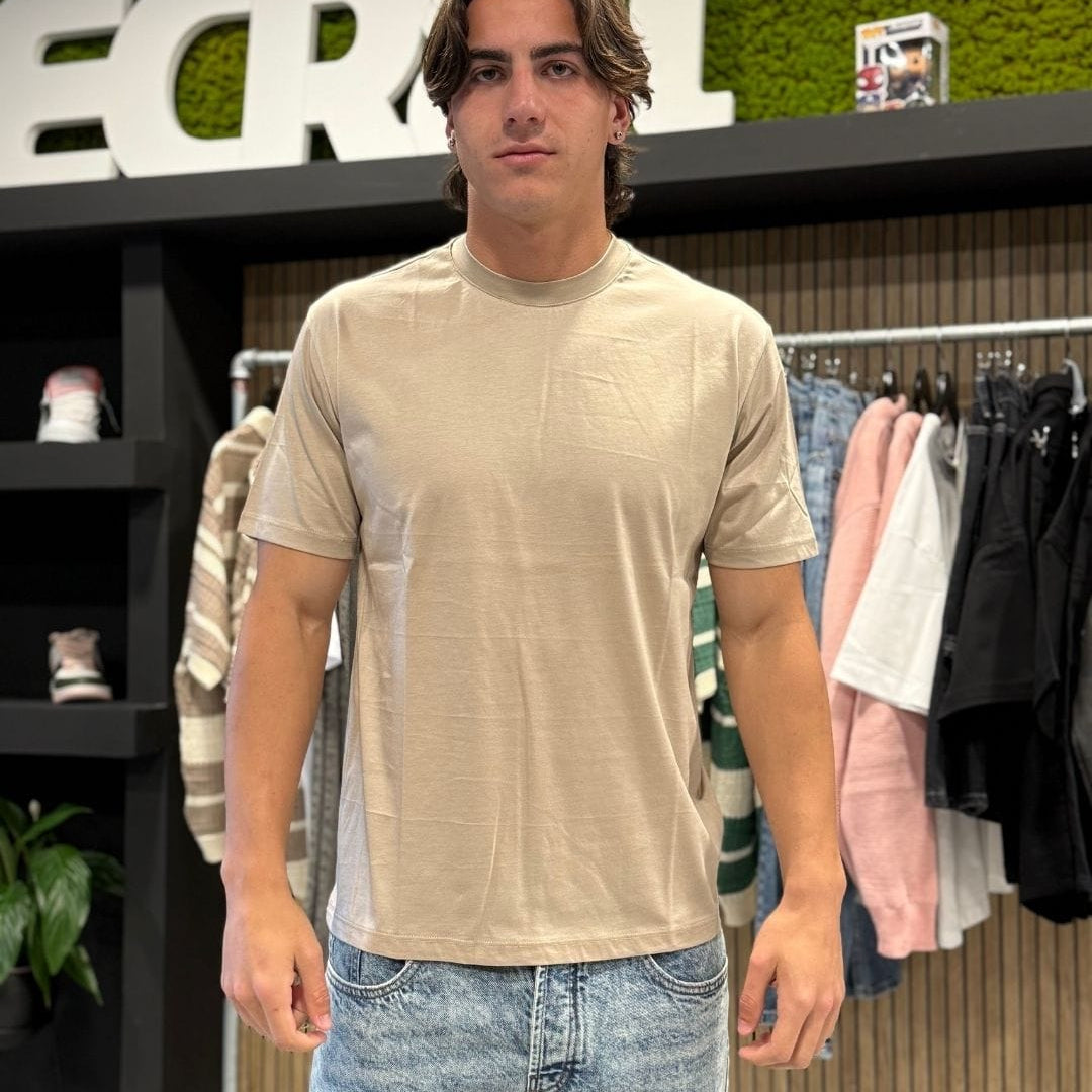 T-Shirt filo di scozia beige