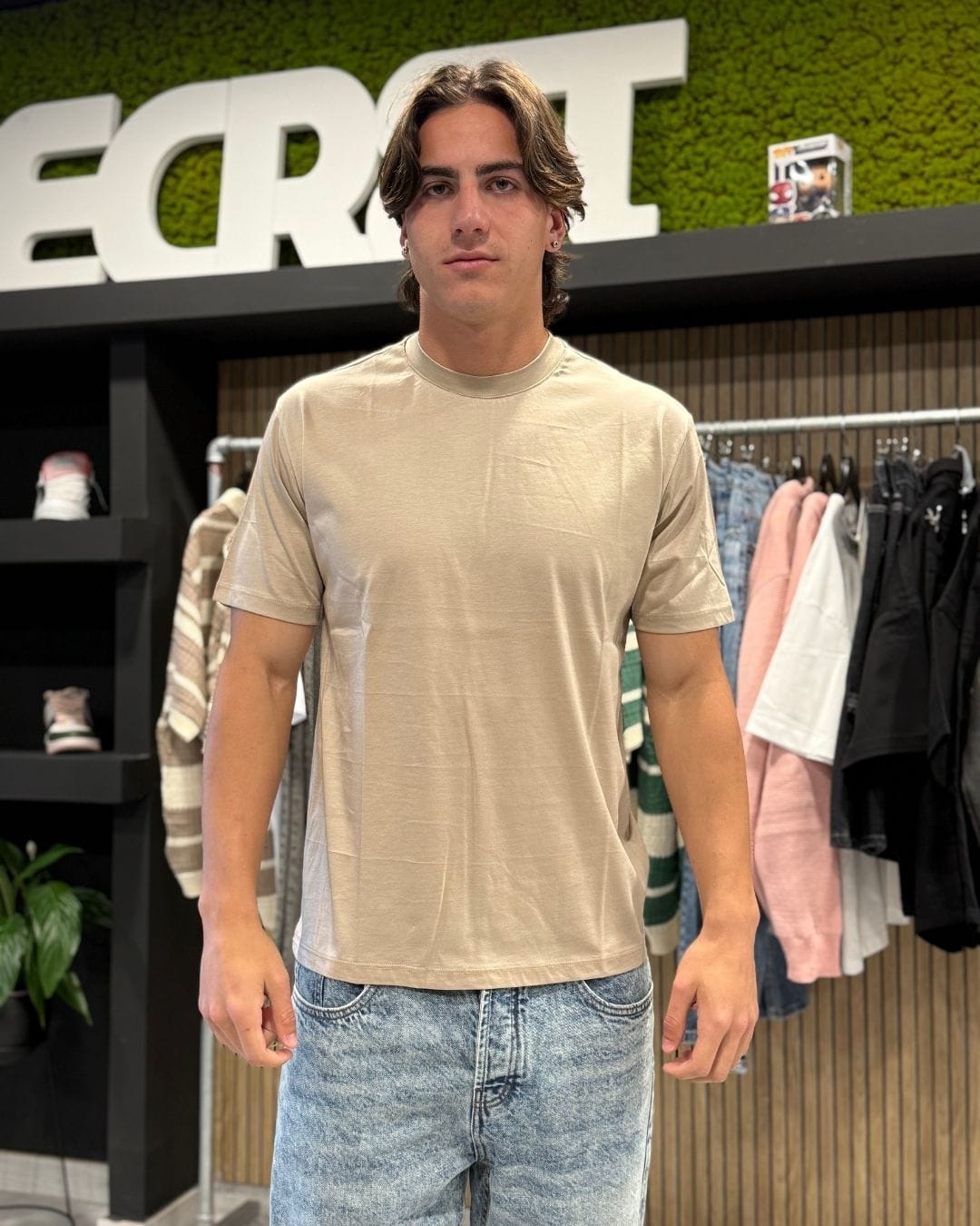 T-Shirt filo di scozia beige