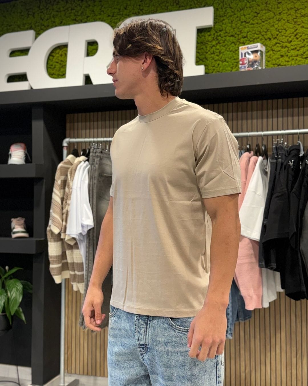 T-Shirt filo di scozia beige